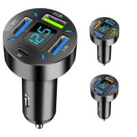 12V USB Car Charger ชาร์จไฟได้อย่างรวดเร็ว 66W จอแสดงผลดิจิตอลรถชาร์จอะแดปเตอร์สำหรับโทรศัพท์มือถือ QC3.0 ขนาดกะทัดรัดสุด 12V 4 พอร์ตชาร์จไฟได้อย่างรวดเร็วสำหรับรถยนต์จินตนาการ