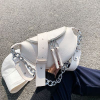 Silver Chain Design PU Leather Crossbody Bags For Women 2022 White Shoulder Messenger Handbags Small Chest Bag Travel