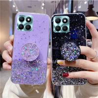 2023เคสมือถือใหม่สำหรับ Honor X6a 4G HONOR X5 Plus X6A 90 Lite 5G 4G เลื่อมท้องฟ้าเต็มไปด้วยดวงดาวเคสใส่โทรศัพท์ใสแวววาว TPU Silicagel เคสกันกระแทกนุ่มพร้อมขาตั้งแบบพับได้