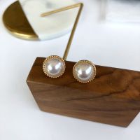 【YF】 2021 Korean New Simple Geometry Pearl Clip on Earrings Fashion Temperament Sweet Round Stud for Female Girl Jewelry