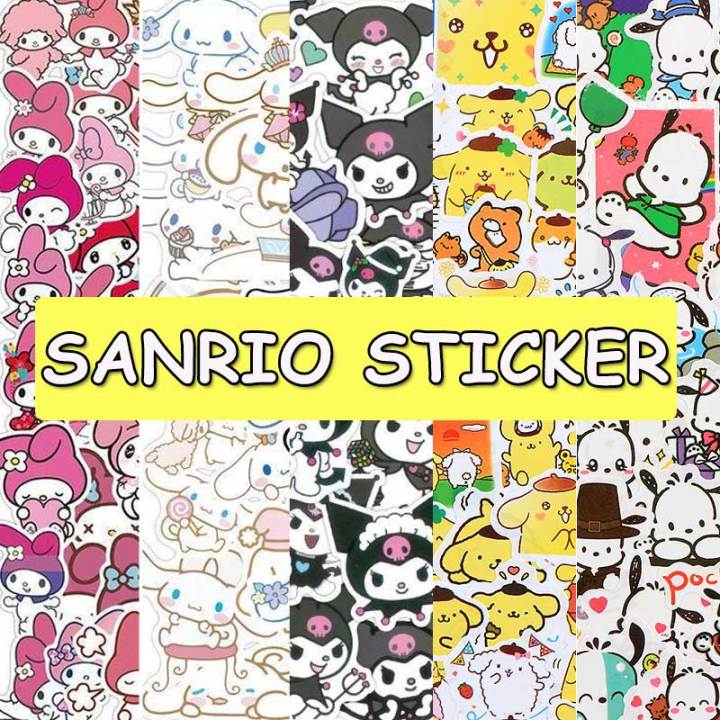 100pcs Mixed Sanrio Stickers Hello Kitty Cinnamoroll Kuromi My