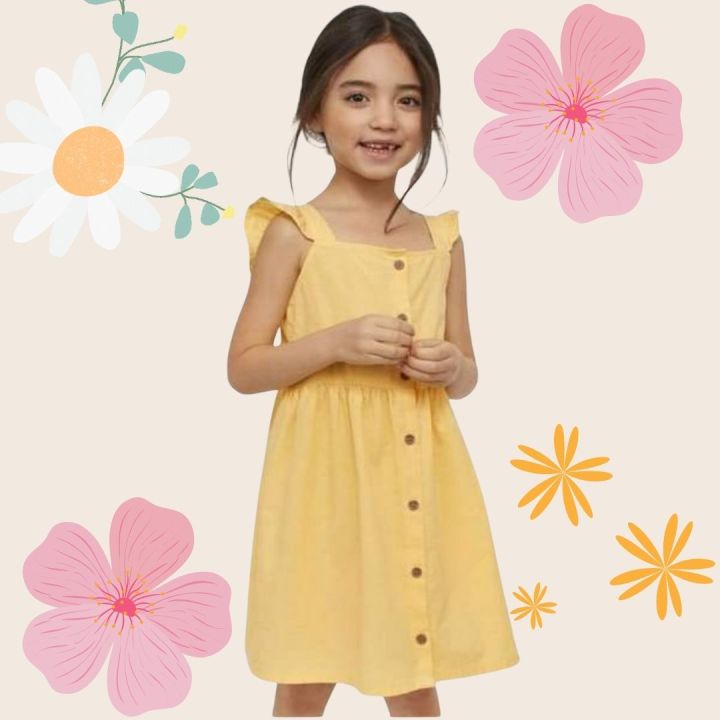 Đầm voan hoa nổi màu vàng claudie dress lalalune cho mẹ và bé 3-7 tuổi -  MixASale