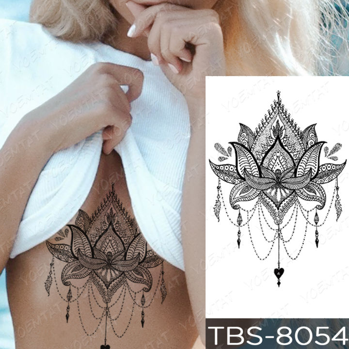 Hình dán hoa mẫu đơn nghệ thuật th395 - miếng dán hình xăm tatoo ...