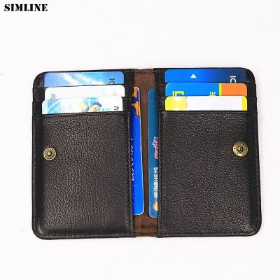 （Layor wallet） ผู้ถือบัตรหนังแท้ผู้ชายผู้หญิงวินเทจธุรกิจสั้นพับ ID ผู้ถือบัตรเครดิตกรณีกระเป๋าสตางค์บางกระเป๋าที่มีคุณภาพสูง