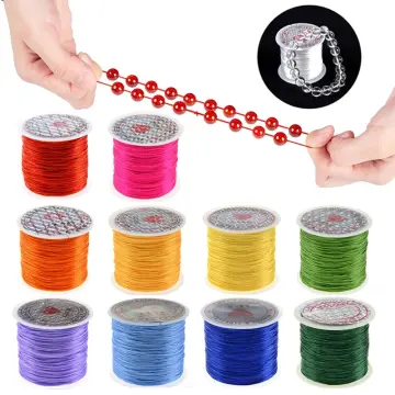 BEADNOVA 1mm Elastic Stretch Polyester Crystal String Cord for Jewelry Making Bracelet Beading Thread 60m/roll (Clear White)