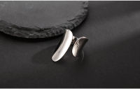 Silvology Sterling 925 Silver Glossy Wide Rings Asymmetry Elegant Simple Luxury Rings for Women Supermodel Exaggeration Jewelry