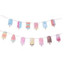 Ice Cream Banner Party Popsicle Garland Birthday Bunting Bar Streamer Decor Theme Summer Decorations Signs Flag Colorful Banners Streamers Confetti