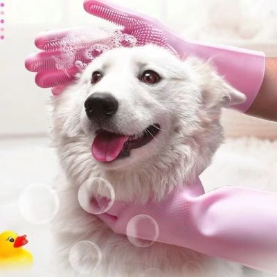Pet Dog Cat Bath Gloves Wash Car Wash Dishes Wash Gloves with A Brush Anti Scratch Anti Bite Cleaning Products Safety Gloves
