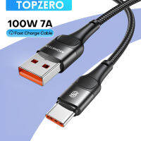 TOPZERO USB Type C สายสำหรับซัมซุง7A 100W USB C สายชาร์จเร็วสำหรับ Xiaomi สายสายรับส่งข้อมูลสายเคเบิ้ล USBC Huawei สายชาร์จสำหรับเร็ว