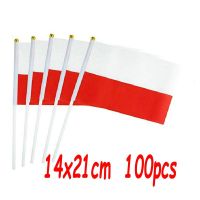 ZXZ Poland hand waving Flag 100pcs 14*21cm Polyester Poland Hand Flag with plastic flagpole