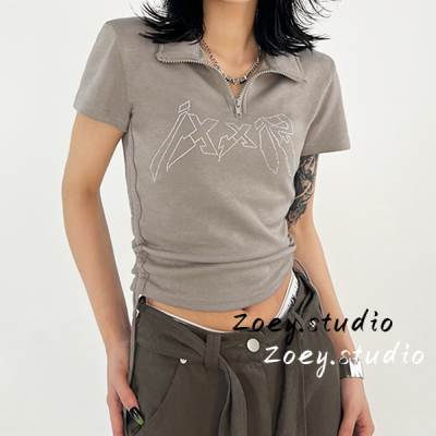 Zoey.Studio เสื้อครอป เสื้อยืด ชุดเซ็ทผู้หญิง เสื้อยืดคอกลม เสื้อยืด ผญสวย ๆ เวอร์ชั่นเกาหลี ผ้าคอตตอน ใส่สบาย เรียบง่าย 2023NEW A99J7K3 37Z230912