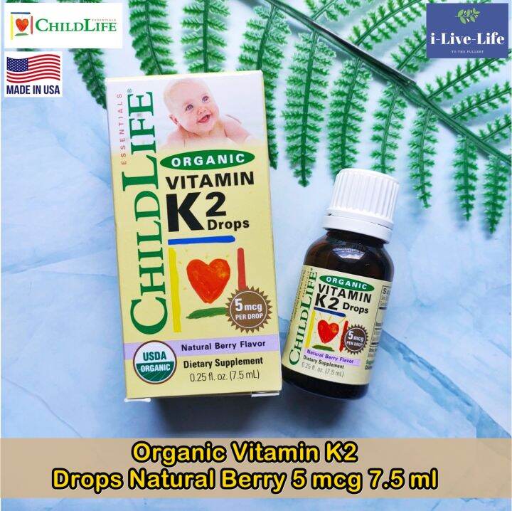 วิตามินเค 2 สำหรับเด็กและทารก Organic Vitamin K2 Drops Natural Berry 5 mcg 7.5 ml ChildLife