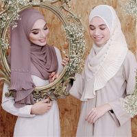 【Miki Xinyuan】72X185ซม. ชีฟองไข่มุกผ้าพันคอผู้หญิงมุสลิม Crinkle Hijab Femme Musulman Headscarf อิสลาม Foulard ผ้าคลุมไหล่ผ้าพันคอ