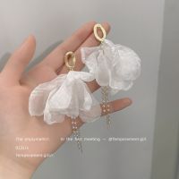 [COD] This super fairy summer bi entry! 925 silver needle mesh flower hand-made design earrings female ins