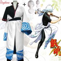 （NEW） GinTama Sakata Gintoki ชุดและวิกผมคอสเพลย์ Jaqueta Masculina Vestidos อะนิเมะฮาโลวีนเครื่องแต่งกายผู้ใหญ่ผู้ชาย39; S เครื่องแต่งกายฮาโลวีน