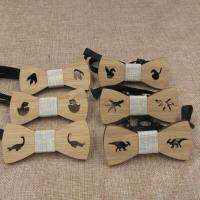 5pcs Wooden Dino Bow Tie For Baby Kids Children Animal Rabbit Dinosaur Paw Wood Bow Ties Bulk Wholesale Boys Clothing