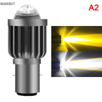 MARBIT หลอดไฟหน้ารถมอเตอร์ไซค์ BA20D LED H6 H4สีขาวเหลืองโคมไฟสูงต่ำ CSP