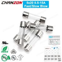 ☇❍♗ 20pcs 5x20 Glass Tube Fuse Fast Slow Blow 5X20mm Kit 0.5A 1A 2A 3A 4A 5A 6A 6.3A 8A 10A 12A 15A 250V 125V 12V Assortment Set