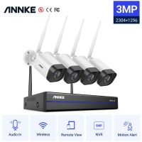 ANNKE 3MP ระบบเฝ้าระวังวิดีโอ Wifi 5MP NVR 4X 3MP บันทึกกล้องเสียงไอพีกล้องรักษาความปลอดภัยตรวจจับ AI ชุดกล้องวงจรปิด