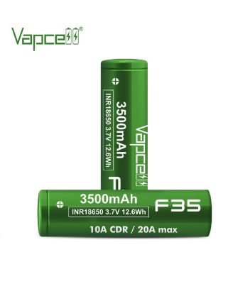 ถ่านชาร์จ Vapcell รุ่น F35 สีเขียว INR18650 3.7V 3500 mAh 10A 2 ก้อน ของแท้ แถมกระเป๋าใส่ถ่าน