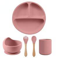 2023 Solid Color Baby Silicone Bowl Divided Plate Feeding Bowl Straw Cup Fork Spoon for Toddlers Training Tableware Set BPA Free Bowl Fork Spoon Sets