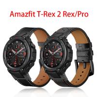 ▥ Genuine Leather Strap For Amazfit TREX T Rex 2 TRex Pro Smart Watch Band Replace Belts For Xiaomi Huami Amazfit T-Rex Wristbands