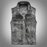 2021 Dinem Vests Men Ripped Jean Jacket Mens Hip Hop Denim Vest Men Cowboy Waistcoat Brand Sleeveless Jacket Tank Plus Size 5Xl