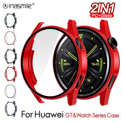 PC Glass+Case for Huawei watch GT 3  GT 2 E 42mm 43mm 46mm 48mm band Watch GT3 Pro Watch 3 Screen Protector cover bumper Cases Cases Cases