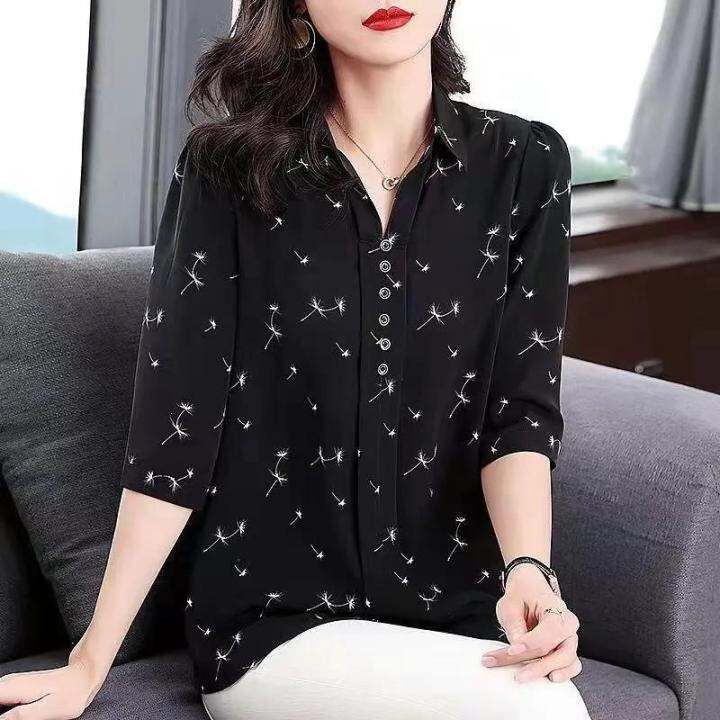 Chiffon Shirt Threequarter Sleeve Women's Top Spring and Summer New