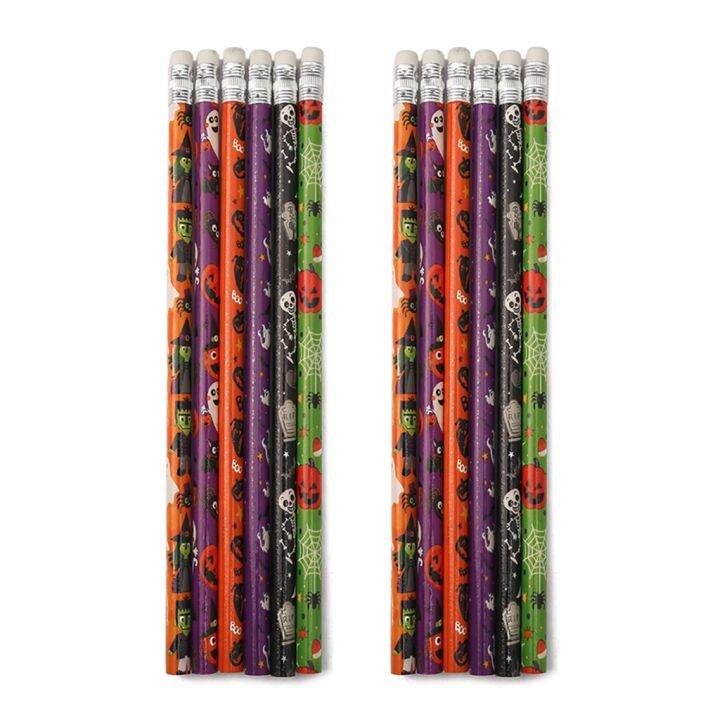 6 12pcs Halloween Pencil With Erasers Halloween Themed Stationery 