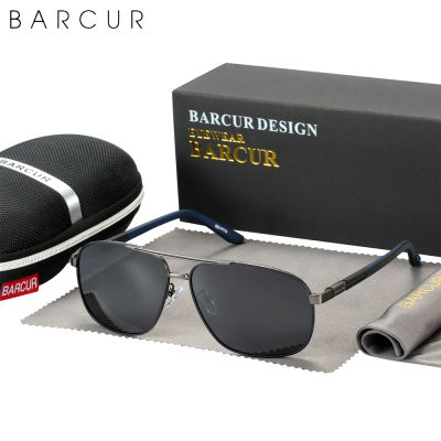 BARCUR Pilot R Sunglasses Stainless Steel Frame Rubber Temple Women Polarized Men Sun Glasses Driving UV400 Protection