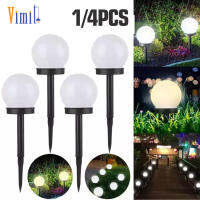 Vimite 4PCS LED ไฟโซล่าเซล โคมไฟสนามหญ้า Outdoor Waterproof Automatic Sensor Ball Grounded ไฟตกแต่งในสวน Christmas Decorativeไฟโซล่าเซลรั้ว for Pathway House Warm White