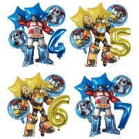 6pcs Transformation Bumblebee Optimus Prime Theme Birthday Party Decorations Aluminum Film Digital Balloon Baby Shower Boy Gift Balloons