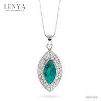 Lenya Jewelry  จี้เงินแท้ 925 ชุบทองขาว ประดับด้วยเทอร์ควอยซ์(Turquoise) และ ไวโทแพซ(White Topaz)