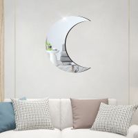 Self Adhesive Moon Mirror Wall Sticker Decor Home Living Room Reflective Art Mural Surface Waterproof Removable Decoration Craft