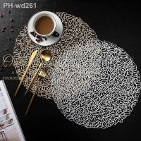 Round Placemats Restaurant Hollow PVC Decoration Meal Mat Anti-hot Dining Table Line Mat Steak Plate Pad 4/6pc