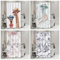 Funny Animal Shower Curtains 3D Print Modern Nordic Art Baby Home Decor Polyester Bathroom Partition Curtain With Hooks 90x180cm