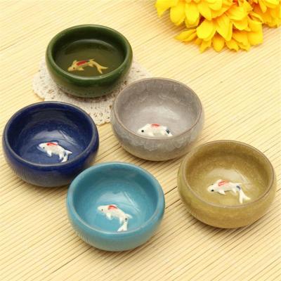 Jingdezhen Water Shallow Water Washing Brush Writing Room Four Treasures Colorful Fish Water Bowl Teacups