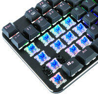 HUO JI K630 Low Profile TKL Mechanical Gaming Keyboard 87 Keys Clicky Blue Switch Multi-Color Led Backlit Wired Keyboard