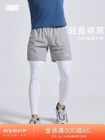 ◐✺❡ OMG Sports two-in-one fake two-piece fitness trousers training pants mens yoga running leggings spring and autumn elastic