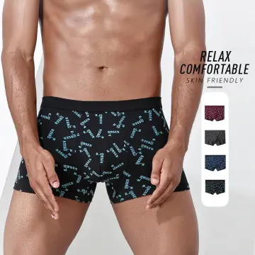 Men Sexy Underwear Letter Pure Color Boxer Briefs Shorts Bulge