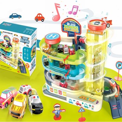 Kids Electric Rail Car Building Parking Toy Set With Lighting Musical Adventure Track Cars Children Educational Game Toys Gifts