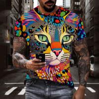 Colored Cat 3d T Shirts Funny Street Tops Tees Short Sleeve Unisex 2023 Cool Animal Cat Tshirt Men Women Clothes