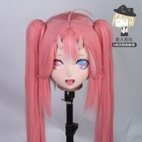 (Lili Mask-101) Kigurumi Cross Dressing Cosplay Japan Anime Character Mask Pink Wig Crossdresser Doll Mask With Open Mouth