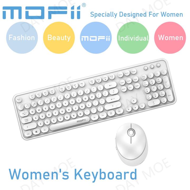 mofii-104คีย์-fullsize-คีย์บอร์ดไร้สายและเมาส์ออกแบบมาสำหรับผู้หญิง2-4g-สาว-kawaii-คีย์บอร์ดน่ารักขนาดเต็มหมวกวงกลม