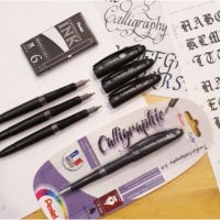 ปากกาหัวตัด หมึกซึม Pentel Tradio Calligraphy 3 ขนาด มีหมึกเติม