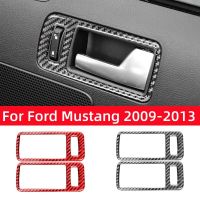 For Ford Mustang 2009-2014 Accessories Carbon Fiber Interior Car Door Handle Bowl Sticker Decal Decoration Frame Trim Cover