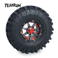 YEAHRUN 2.2 inch CNC Metal Beadlock Wheels Rims Hubs &amp; 137mm*49mm Rubber Tires for Axial Wraith TRX-4 1/10 RC Car Parts