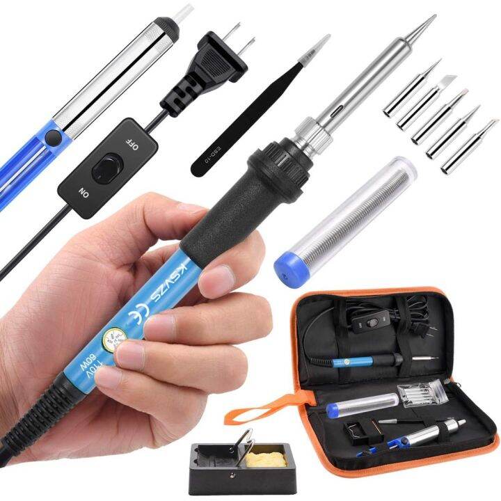 Sodering Iron Kit，【12in1】 60w 110v Soldering Iron with ON/Off Switch