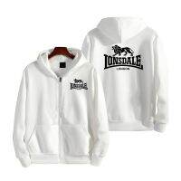 LONSDALE ผู้ชายแฟชั่นผ้าฟลีซพิมพ์ลายคุณภาพสูงสำหรับยึดพื้นเสื้อฮูดดี้ผู้ชาย2023ฤดูใบไม้ร่วง